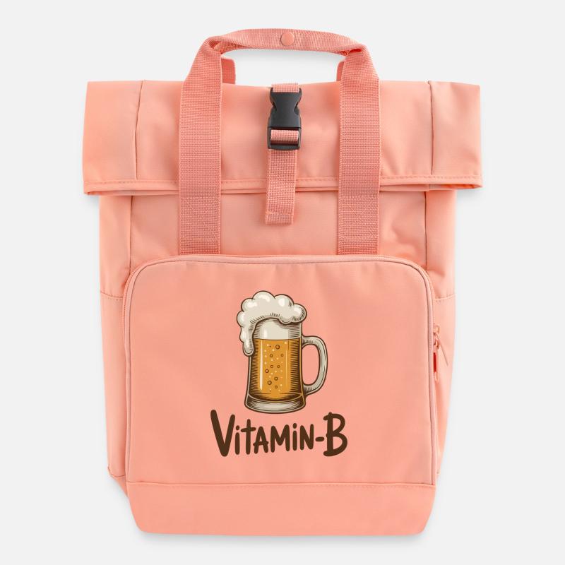 Concept de bière drôle de Bouteille de Bière Drôle de Vitamine B - Sac à dos Roll Top à deux anses - rose liberty
