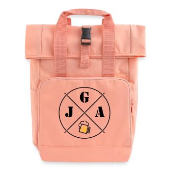 JGA Bier (Junggesellenabschied Kreis Symbol POS2C) - Rolltop Rucksack mit zwei Griffen - Chintzrosa - Vorne