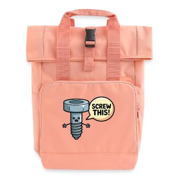 Screw This Funny Screw Pun Design - Roll Top Backpack with Two Handles - chintz rose - Front