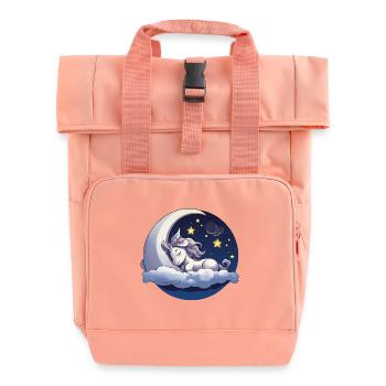Moondream Unicorn on Cloud - Roll Top Backpack with Two Handles - chintz rose - Front