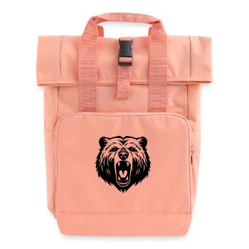 Majestätischer Bär – Geometrisches Natur-Design - Rolltop Rucksack mit zwei Griffen - Chintzrosa - Vorne