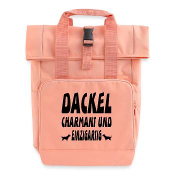 Dackel - Rolltop Rucksack mit zwei Griffen - Chintzrosa - Vorne