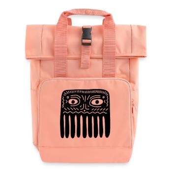 Ancient Guardian Spirit Mask Graphic - Roll Top Backpack with Two Handles - chintz rose - Front