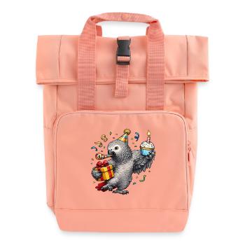 African grey parrot birthday - Roll Top Backpack with Two Handles - chintz rose - Front