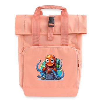 Reise-Oktopus mit Weltkugel - Rolltop Rucksack mit zwei Griffen - Chintzrosa - Vorne