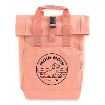 Moin Dackel Meer Badge - Rolltop Rucksack mit zwei Griffen - Chintzrosa - Vorne