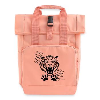 Gebogene Schatten und Tiger - Rolltop Rucksack mit zwei Griffen - Chintzrosa - Vorne