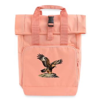 Adler im Flug auf steilem Felsen - Rolltop Rucksack mit zwei Griffen - Chintzrosa - Vorne