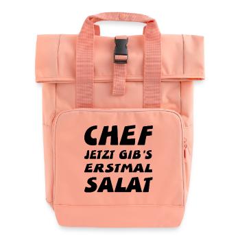 chef - Roll Top Backpack with Two Handles - chintz rose - Front