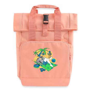 Entspannter Ritter am tropischen Strand - Rolltop Rucksack mit zwei Griffen - Chintzrosa - Vorne