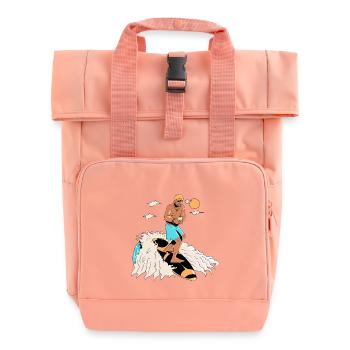 Surfer and smartphone - Roll Top Backpack with Two Handles - chintz rose - Front
