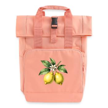 Botanical Lemon Trees Watercolor - Roll Top Backpack with Two Handles - chintz rose - Front