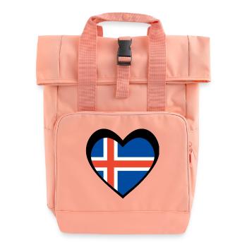 Ísland Svart Hjarta – Ást til Íslands - Rolltop Rucksack mit zwei Griffen - Chintzrosa - Vorne