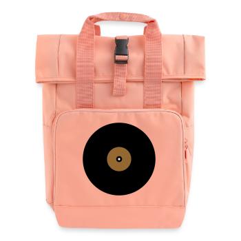 Vinyl Record Circle Text Box Base - Roll Top Backpack with Two Handles - chintz rose - Front