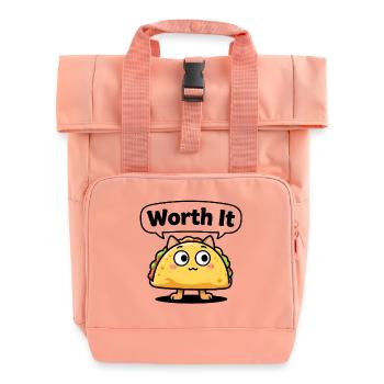 Ausdrucksstarke Taco-Katze – sogar "Worth It" - Rolltop Rucksack mit zwei Griffen - Chintzrosa - Vorne