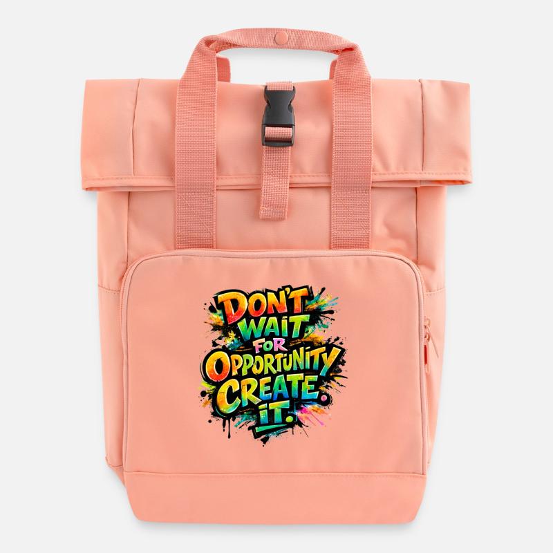 Don-t_wait_ - Rolltop Rucksack mit zwei Griffen - Chintzrosa