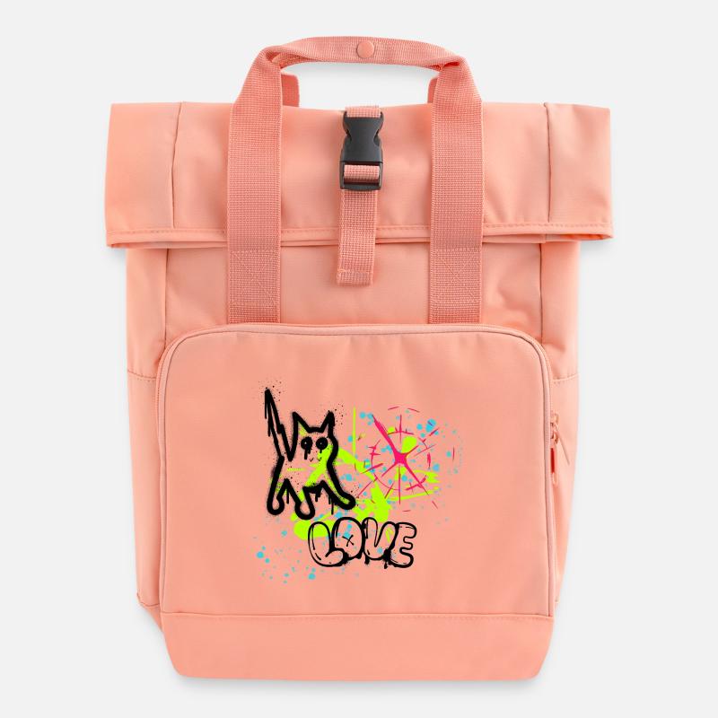 Motif de projections de graffiti néon - Sac à dos Roll Top à deux anses - rose liberty