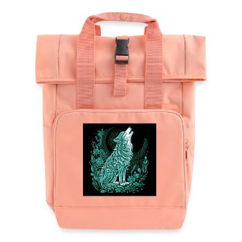 Mondwolf Linienstil mit Flora - Rolltop Rucksack mit zwei Griffen - Chintzrosa - Vorne