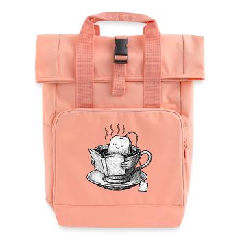 Cozy Tea Cup Reader  - Roll Top Backpack with Two Handles - chintz rose - Front