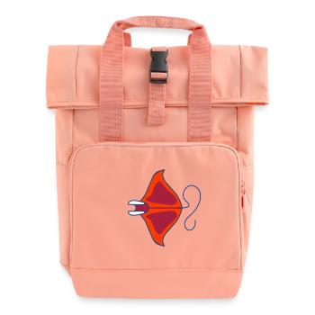 Retro Ocean Neon Manta - Roll Top Backpack with Two Handles - chintz rose - Front