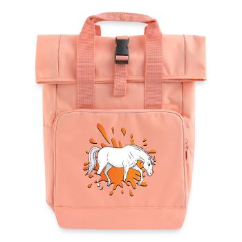 A manga-style drawing of an Abbayan horse - Roll Top Backpack with Two Handles - chintz rose - Front