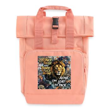 Motivation du lion osant marcher seul en disant des graffitis - Sac à dos Roll Top à deux anses - rose liberty - Devant