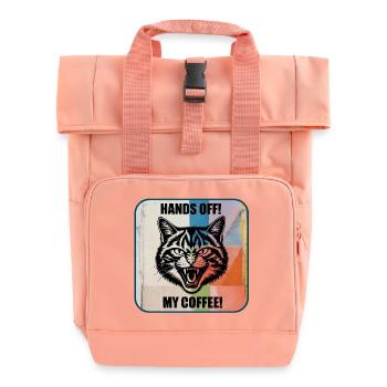 Hands Off Coffee – Angry Cat - Roll Top Backpack with Two Handles - chintz rose - Front