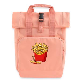 Frites effrayées - Conception de bandes dessinées - Sac à dos Roll Top à deux anses - rose liberty - Devant