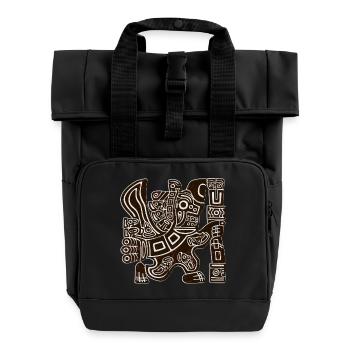 Azteken Adler Krieger Stammes-Uraltes Totem - Rolltop Rucksack mit zwei Griffen - Schwarz - Vorne