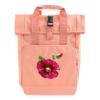 Vibrant_Crimson_Hollyhock_Flower - Rolltop Rucksack mit zwei Griffen - Chintzrosa - Vorne