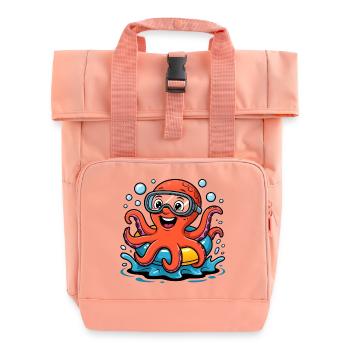 Lustiger Oktopus mit Taucherbrille - Rolltop Rucksack mit zwei Griffen - Chintzrosa - Vorne