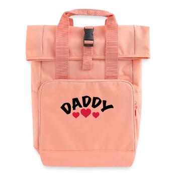 Dad / Daddy / Dad / Heart / i love my dad 1c - Roll Top Backpack with Two Handles - chintz rose - Front