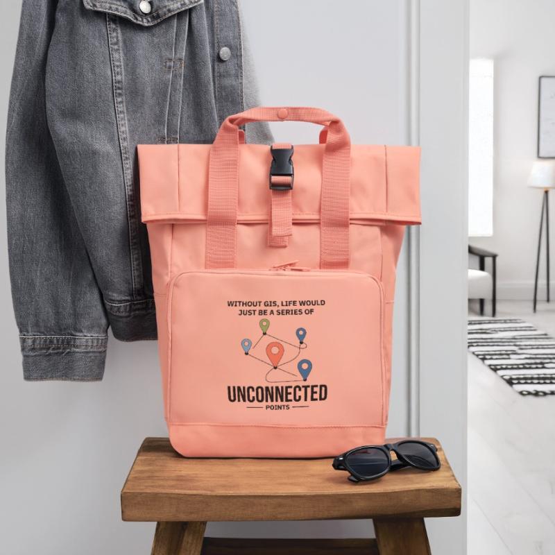 GIS Unconnected Points Map Data Analysis Roll Top Backpack with Two Handles