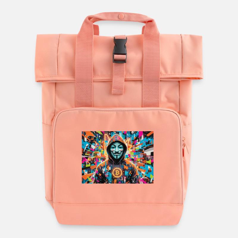 Bitcoin Bazooka - PopArt - Satoshi 3 - Sac à dos Roll Top à deux anses - rose liberty