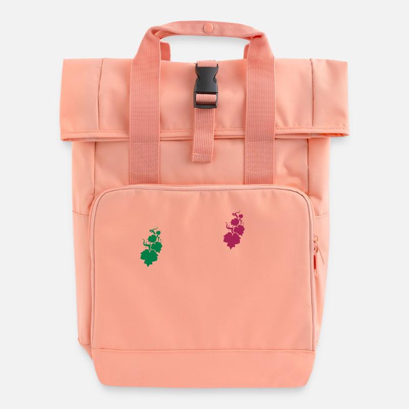 a vine silhouette - Roll Top Backpack with Two Handles - chintz rose