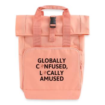 Globally Confused Locally Amused GIS Geography - Roll Top Backpack with Two Handles - chintz rose - Front