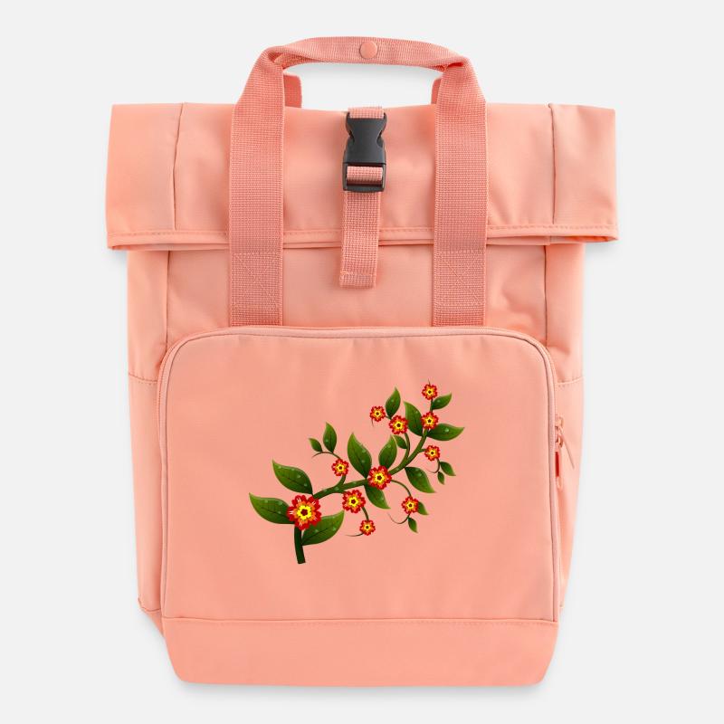 flowers - Roll Top Backpack with Two Handles - chintz rose