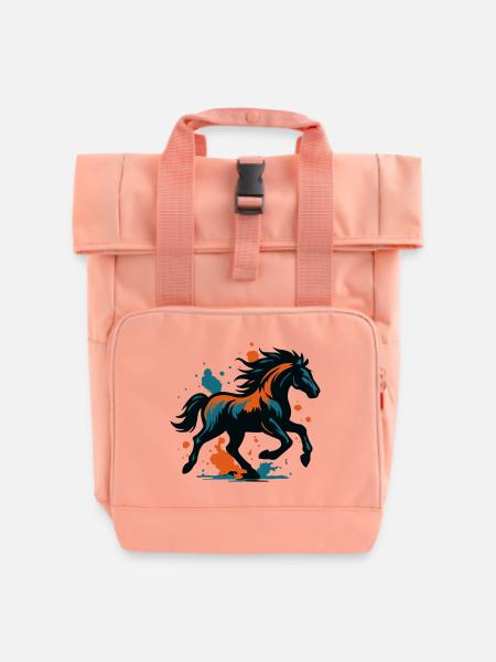 Pferd - Rolltop Rucksack mit zwei Griffen - Chintzrosa