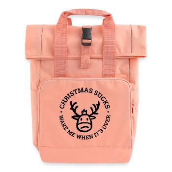 Christmas Sucks - Roll Top Backpack with Two Handles - chintz rose - Front