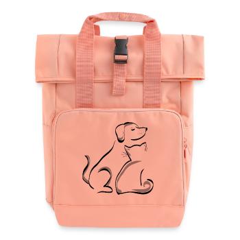 Katze und Hund Beste Freunde - Rolltop Rucksack mit zwei Griffen - Chintzrosa - Vorne