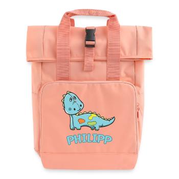 Dinosaurier lustig Kind Philipp Geschenk Geburtsta - Rolltop Rucksack mit zwei Griffen - Chintzrosa - Vorne