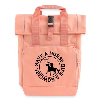 Save a horse ride a - Roll Top Backpack with Two Handles - chintz rose - Front