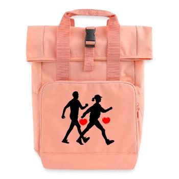 Deux marcheurs avec des cœurs - Sac à dos Roll Top à deux anses - rose liberty - Devant