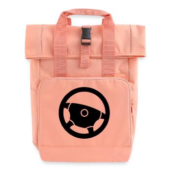 Auto Steering Wheel Driving Instructor - Roll Top Backpack with Two Handles - chintz rose - Front