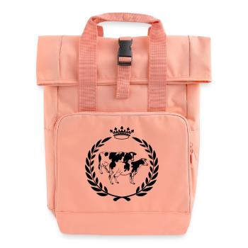 Award-winning cow laurel wreath - Roll Top Backpack with Two Handles - chintz rose - Front