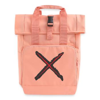Red X - St. Andrew's Cross Grunge Style red on black - Roll Top Backpack with Two Handles - chintz rose - Front