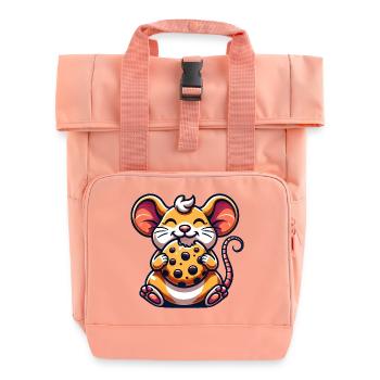 Cute Mouse Cookie Dessert Cartoon - Roll Top Backpack with Two Handles - chintz rose - Front