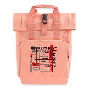 Map of Waikiki and Fuerteventura Beaches - Roll Top Backpack with Two Handles - chintz rose - Front
