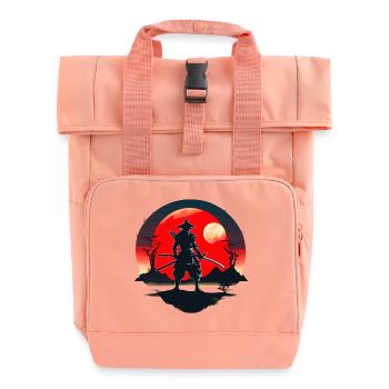 Silhouette de samouraï avec fond de lune rouge - Sac à dos Roll Top à deux anses - rose liberty - Devant
