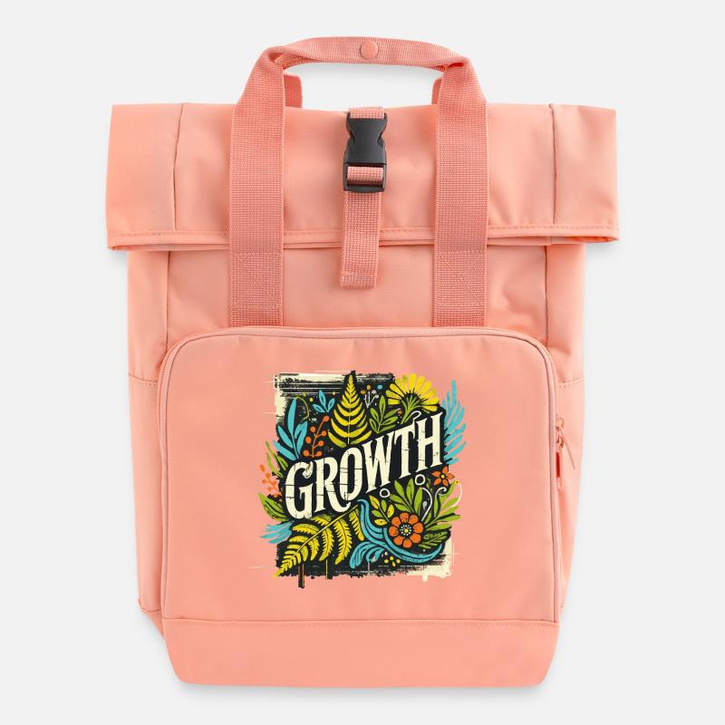 Growth - Roll Top Backpack with Two Handles - chintz rose